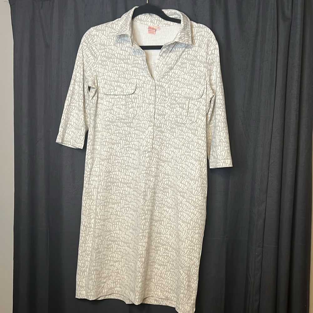 Persifor Winpenny Collared Super Soft Stretch 3/4 Sleeve Quarter Button Dress M